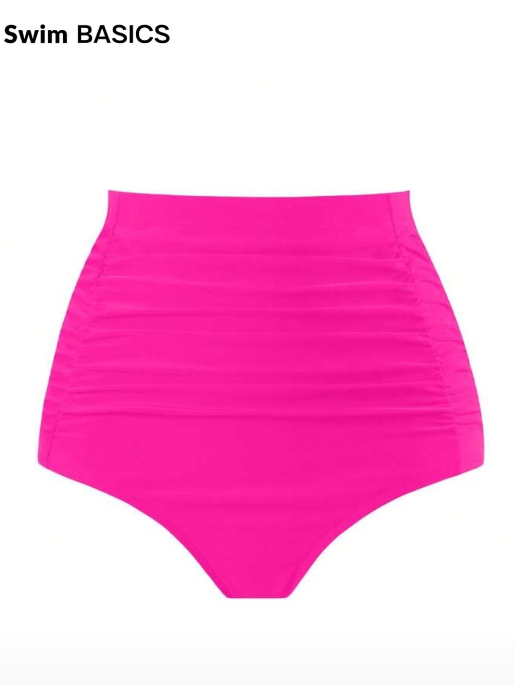 NWT SHEIN SwimBASICS Hot Pink High-Waisted Ruched Bikini Bottom